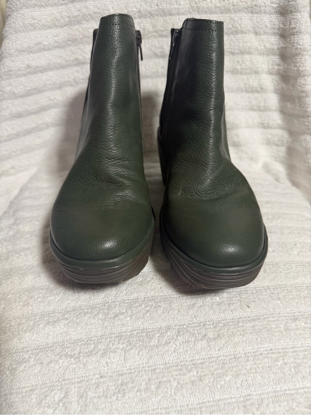 Fly London Women Leather Ankle Boots Olive Green Size 41 US 10 - Picture 2 of 8